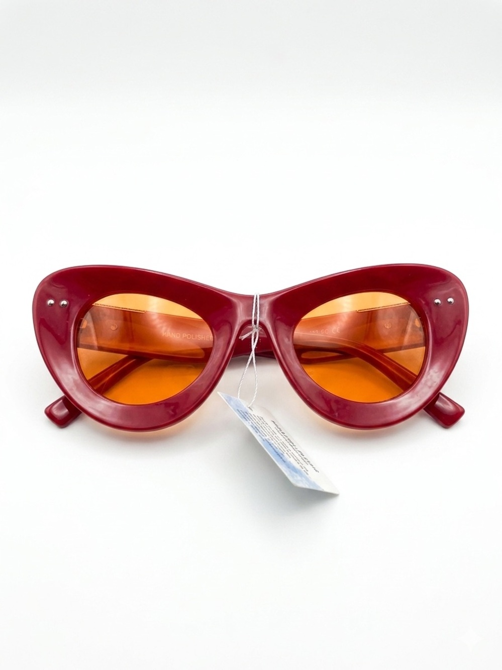 Retro Mod 60s Red Cat Eye Sunglasses Thick Frame UV Protection Euro Summer